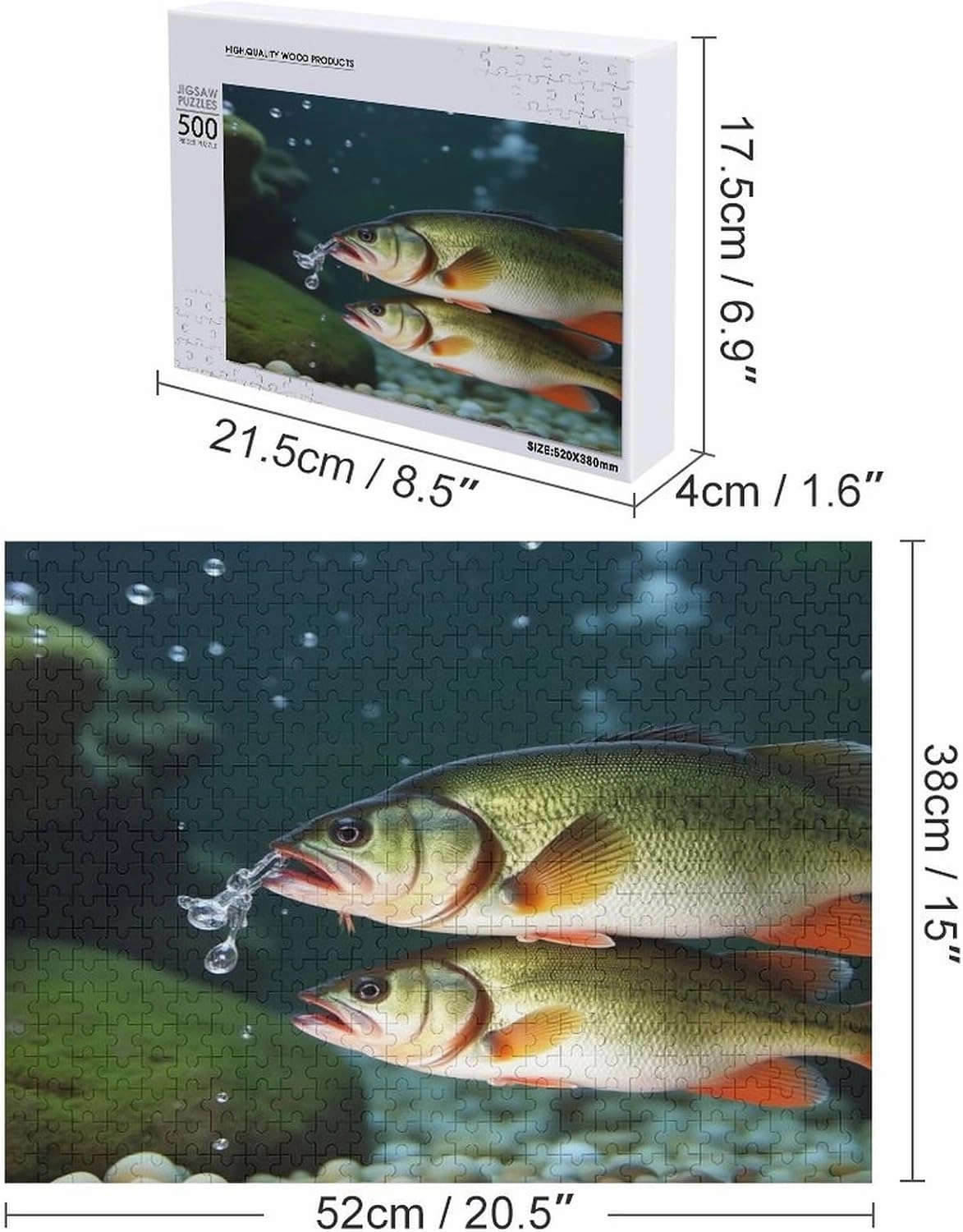 500 Piece Jigsaw Puzzle - Fish Under The Water - Animal Puzzle for Kids and Adults，Challenging and Fun Game，Relaxing Puzzles for Stress Relief，Brain Teaser Jigsaw Puzzles – Improves Focus and Memory