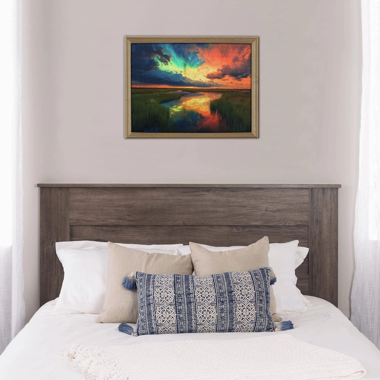 500 Piece Jigsaw Puzzle for Adults Prairie River Sunset,Great for Relaxation and Display for Puzzle Lovers,Vibrant Colors,Unique and Beautiful Design,Classic Sunset Scenery Wooden Puzzle