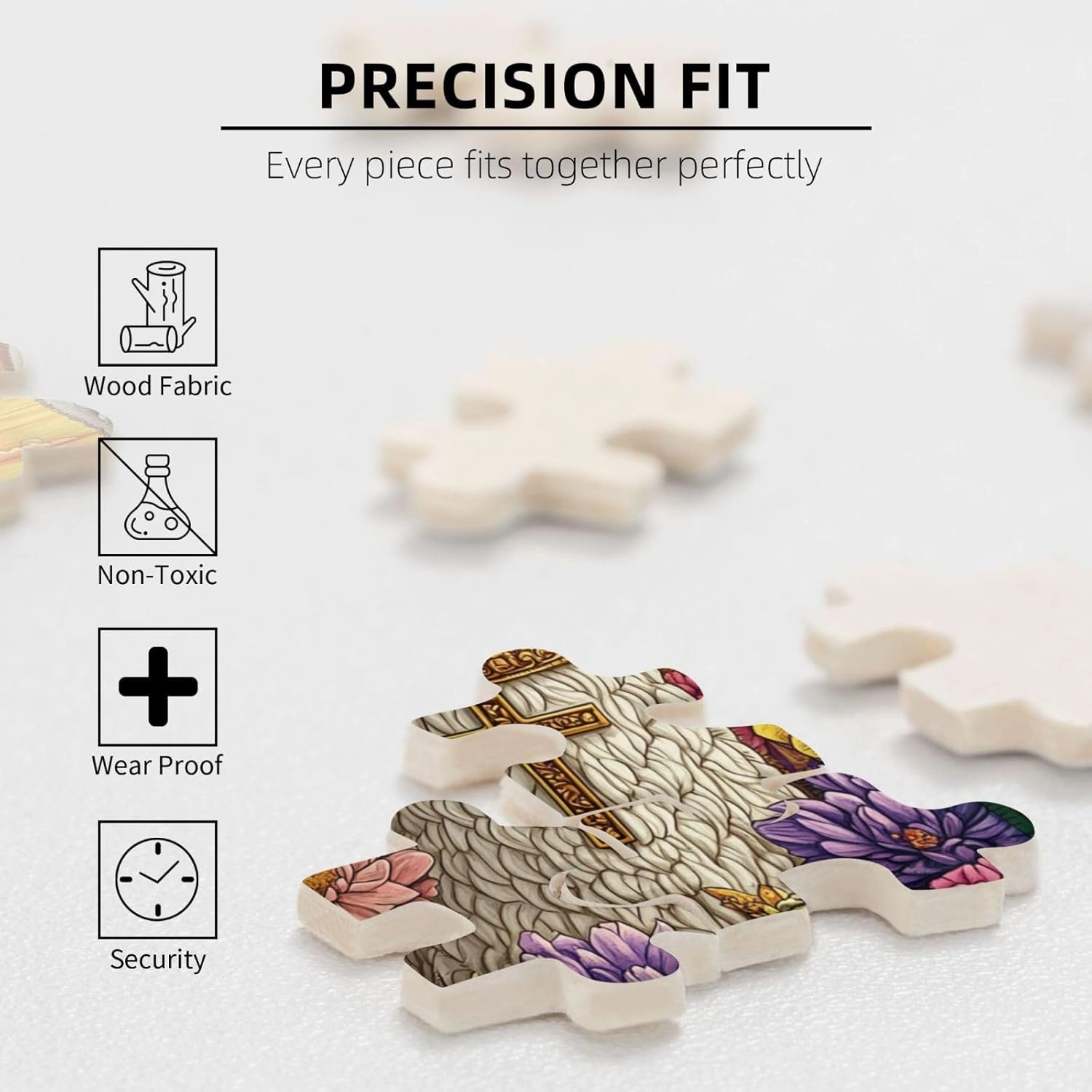 500 Piece Wooden Puzzle for Adults,an Alpaca Wearing A Cross Among The Desert Cacti,Brain Training Challenge,Stress Relief Activity,Spiritual Wilderness Artwork,Eco-Friendly Pieces