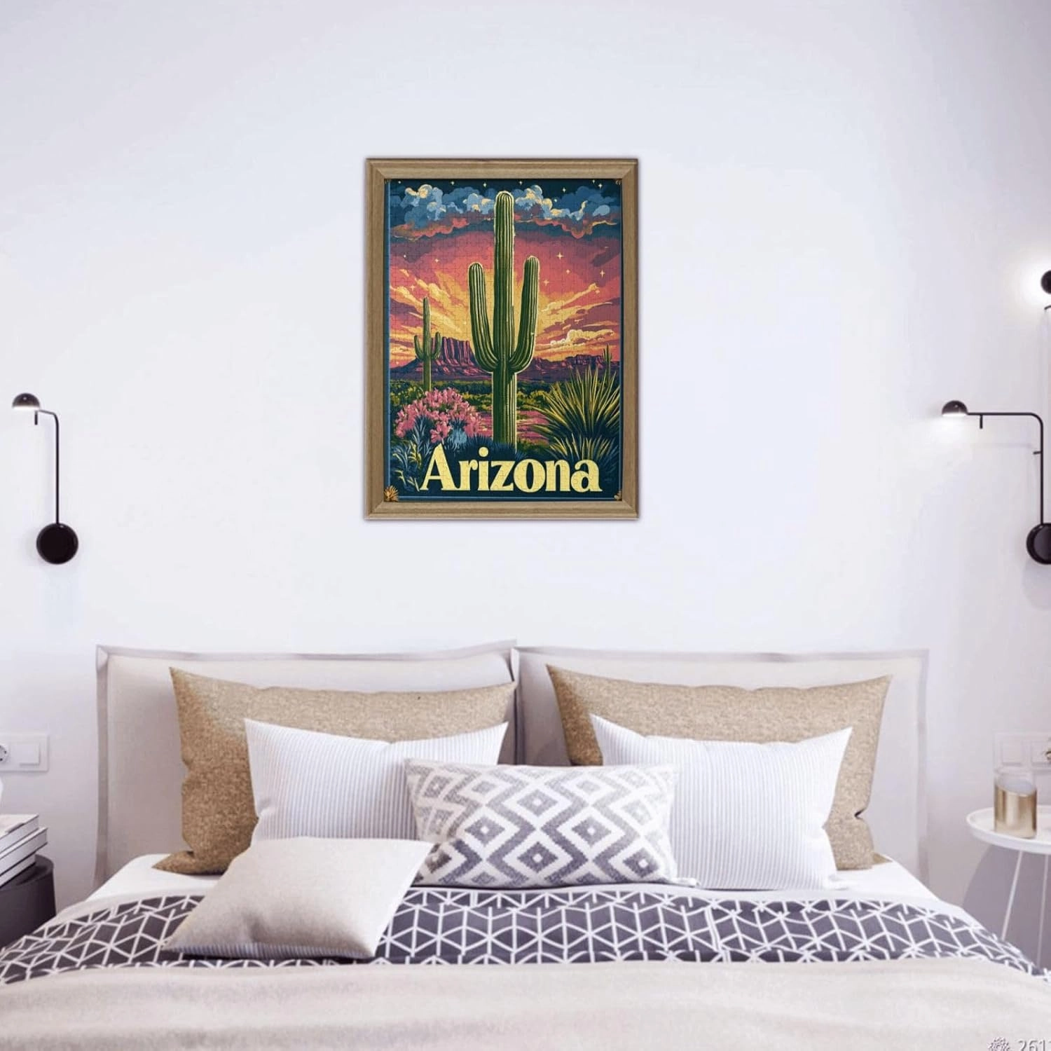 500 Piece Wooden Puzzle for Adults,Iconic Arizona Desert Landscape with Towering Saguaro Cacti,Brain Training Challenge,Stress Relief Activity,Southwestern Wilderness Artwork