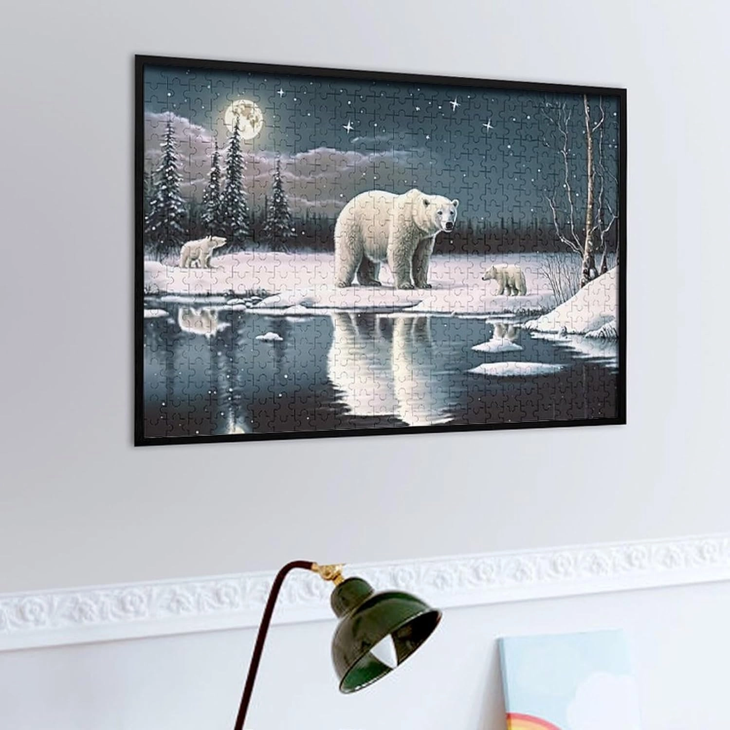 500 Pieces Jigsaw Puzzle for Adults - Winter Polar Bear Puzzles - Starry Night Animal Puzzle Challenging Educational Toys Gifts for Home Decor Family Activities