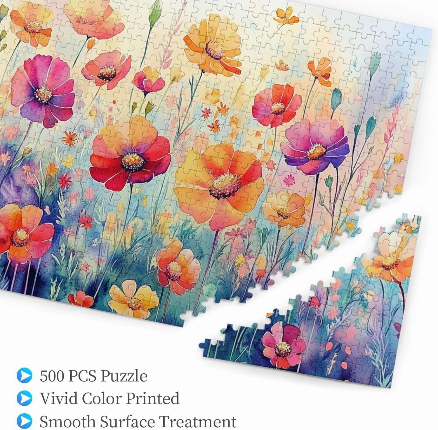 500 Pieces of Adult Wooden Puzzle - The Flowers on The Grassland are Bright and Colorful,an Ideal Choice for Exercising brainpower,Patience and Hands-on Ability，Gifts for Family