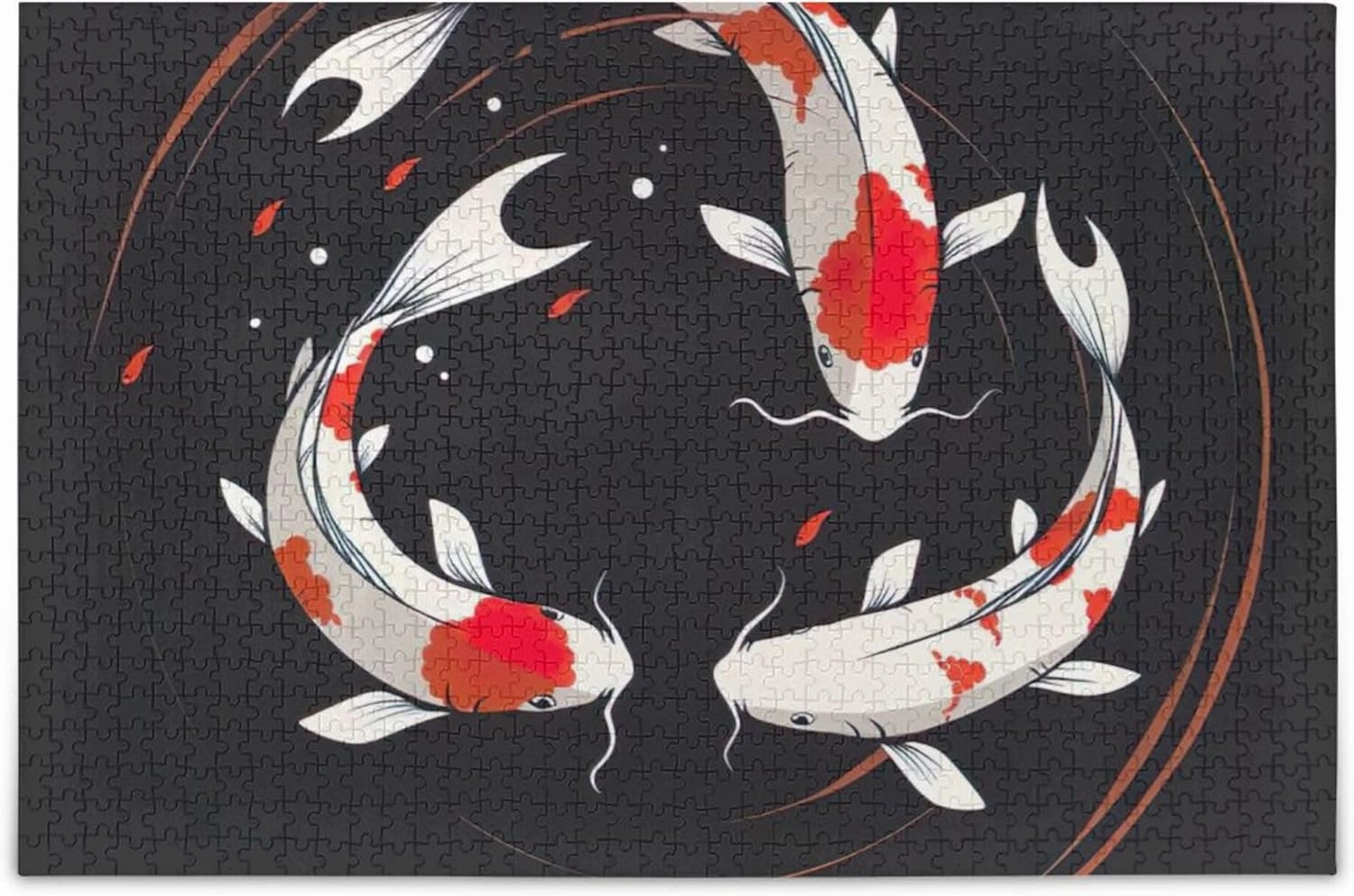 500 Pieces Puzzles for Adults - Koi Fish Swim Black Perfect Interlocking Clear Printing - Adults Educational Puzzle Gift Ideal