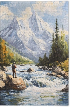 500 Pieces Puzzles for Adults - Scenic Fly Fishing Mountain River Challenging High Difficulty Jigsaw Puzzle,Great Gift for Jigsaw Lovers for Family Fun & Couples