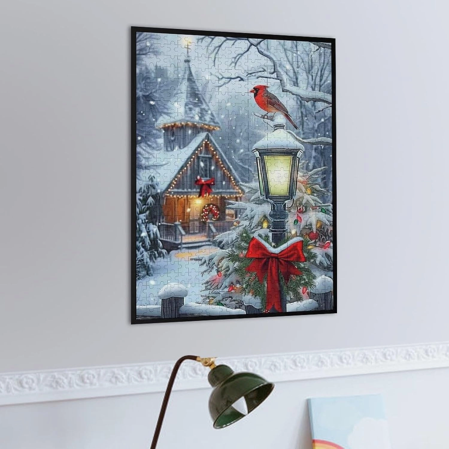 500 Pieces Wooden Puzzles Adults for All Snowy Christmas Church Very Proud Challenge - Enjoy The Dream of Traveling The World Anytime,Anywhere Room Decor Home Decor
