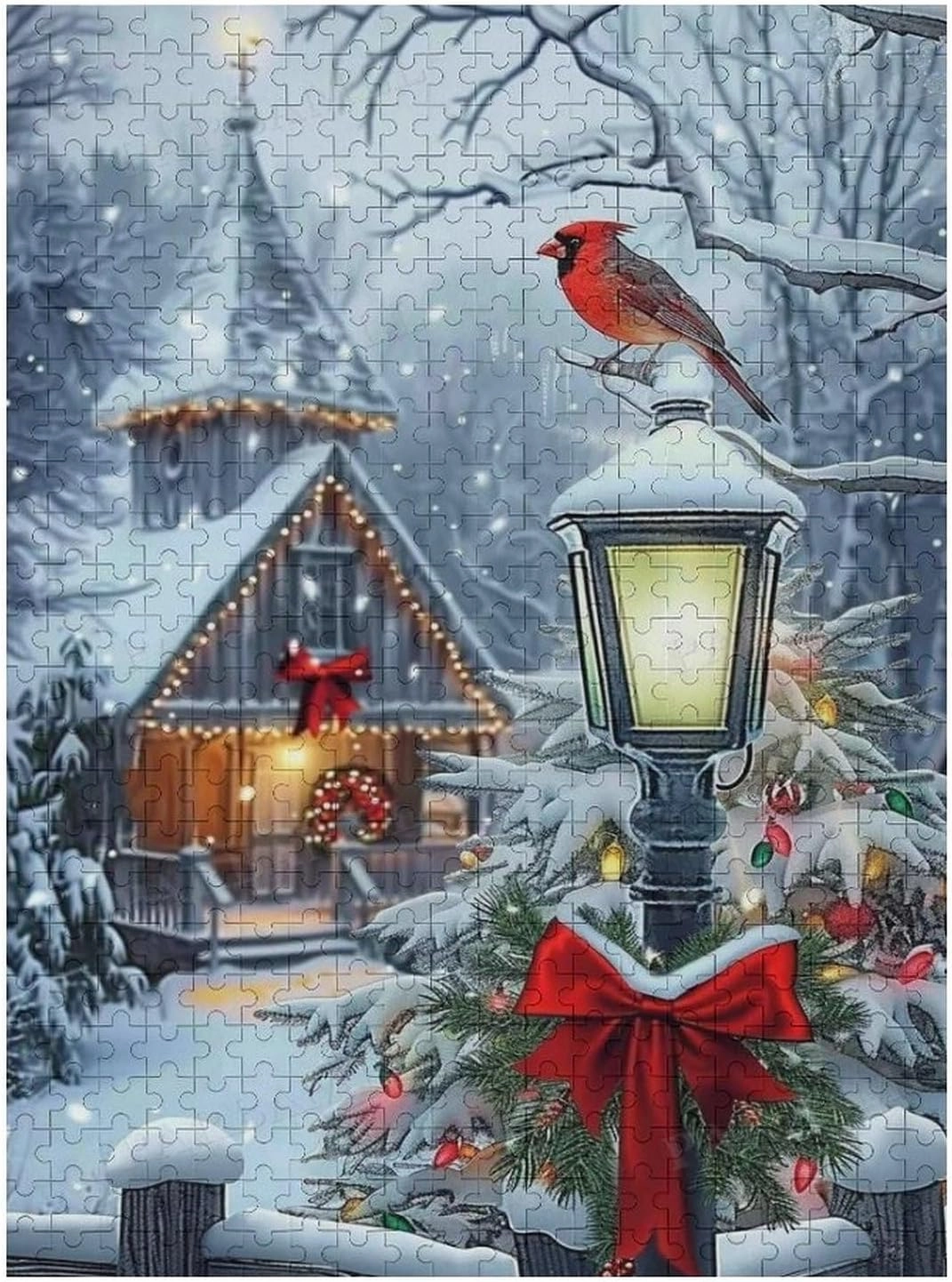 500 Pieces Wooden Puzzles Adults for All Snowy Christmas Church Very Proud Challenge - Enjoy The Dream of Traveling The World Anytime,Anywhere Room Decor Home Decor
