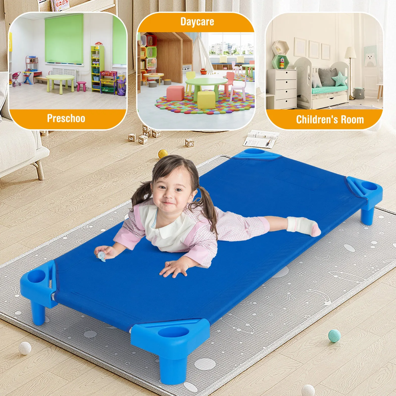 52 Inch x 23 Inch Pack of 6 Kids Stackable Daycare Rest Mat