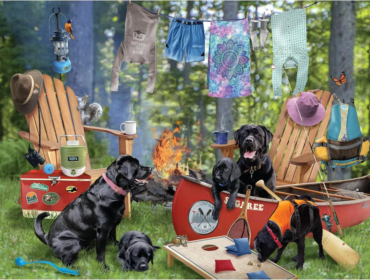 550 Piece Puzzle for Adults Bob Giordano Camping Labs 24x18 Jigsaw by Playview Brands
