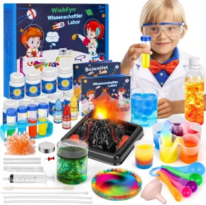 56 Experiment Set for Kids-School Laboratory Science Experiment Kits,Educational Toy for Boys and Girls,Ages 3-9 Years, Grow Crystals, Make Rainbow Rain
