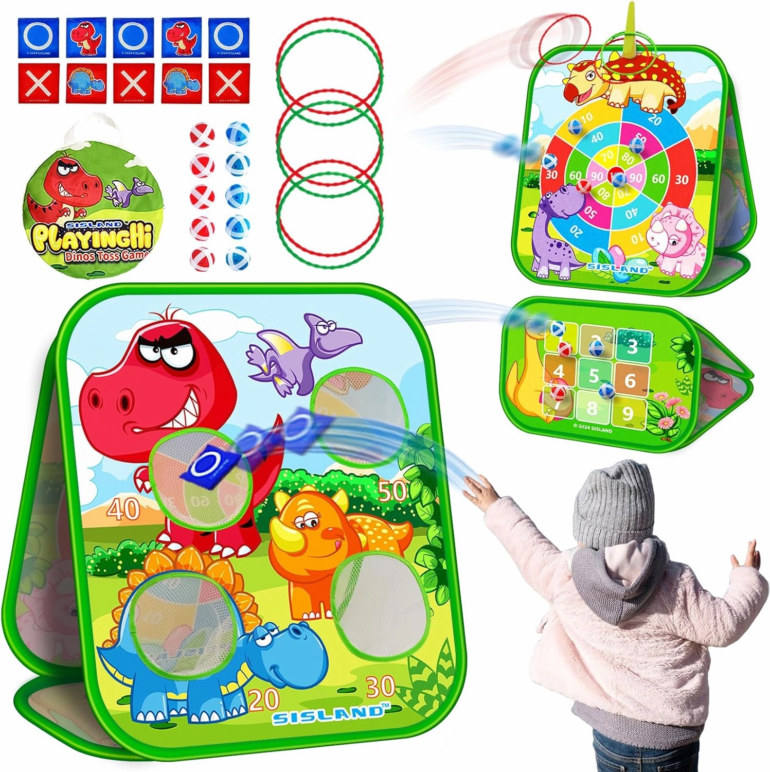 5-in-1 Bean Bag Toss Game for Kids, Animal Corn Hole Outdoor Toy for Toddler, Outside Yard Party Lawn Backyard Games Birthday Gift for Boy Girl Age 3 4 5 6 7 8