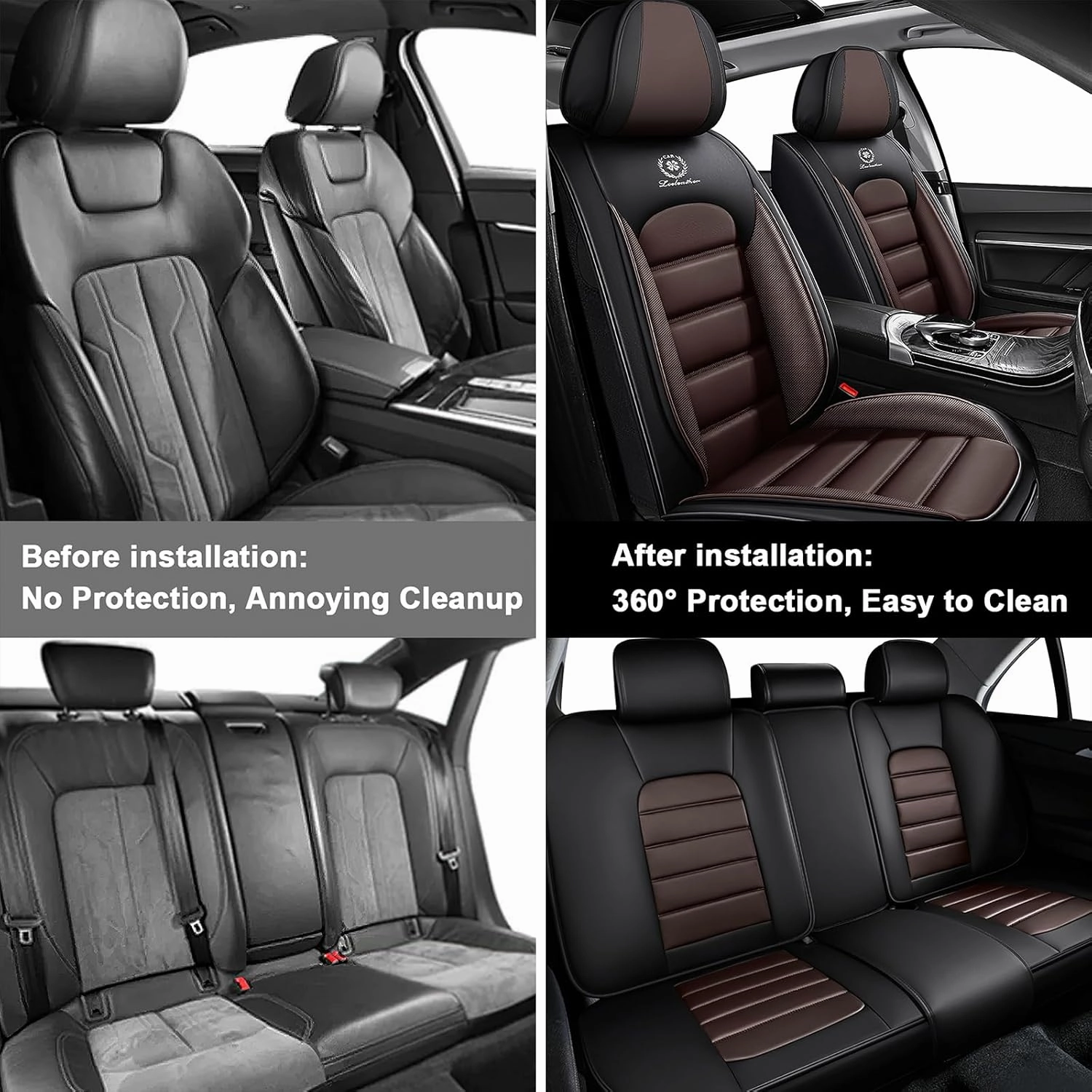 5 Seat Covers for Chevy Suburban 2008-2025 Breathable Car Seat Covers,Anti-Slip Waterproof Car Seat Protectors with Airbag,Automotive Vehicle Cushion with Storage Pockets (Standard,Brown)