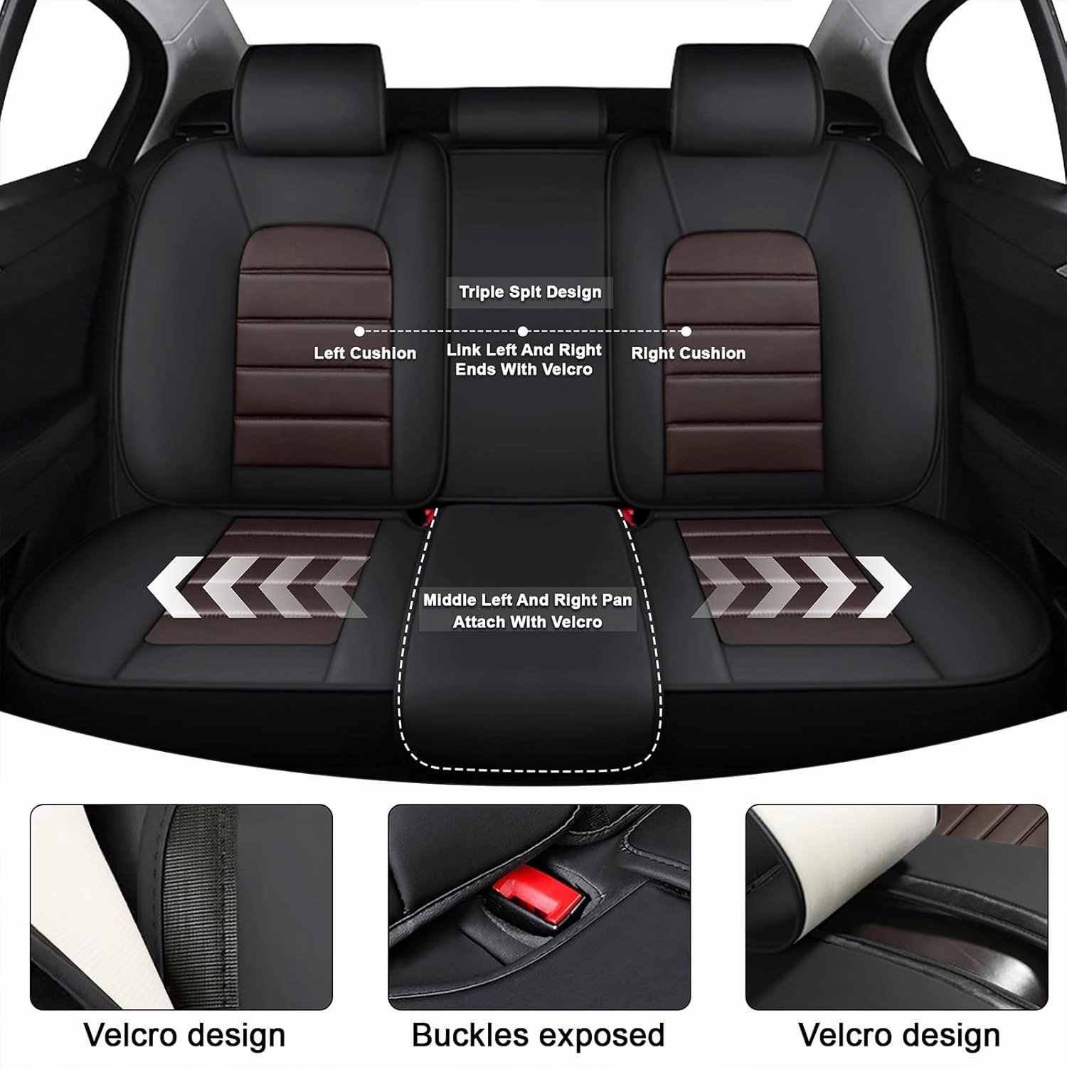 5 Seat Covers for Chevy Suburban 2008-2025 Breathable Car Seat Covers,Anti-Slip Waterproof Car Seat Protectors with Airbag,Automotive Vehicle Cushion with Storage Pockets (Standard,Brown)
