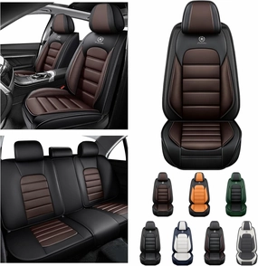 5 Seat Covers for Chevy Suburban 2008-2025 Breathable Car Seat Covers,Anti-Slip Waterproof Car Seat Protectors with Airbag,Automotive Vehicle Cushion with Storage Pockets (Standard,Brown)