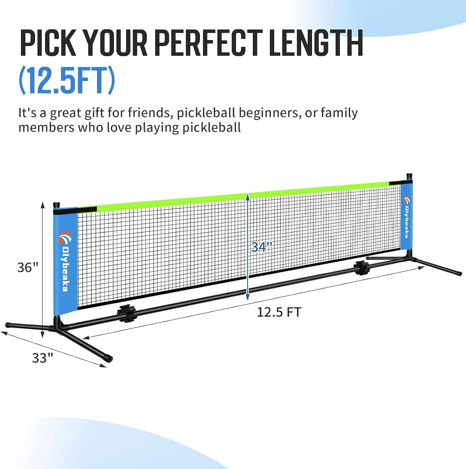 5ft / 10ft / 12.5 ft Mini Pickleball Net for Driveway Backyard with 3 Pickleballs, Carry Bag, Chalks, Portable Half Court Small Pickleball Net for Adults Kids Beginners Pros