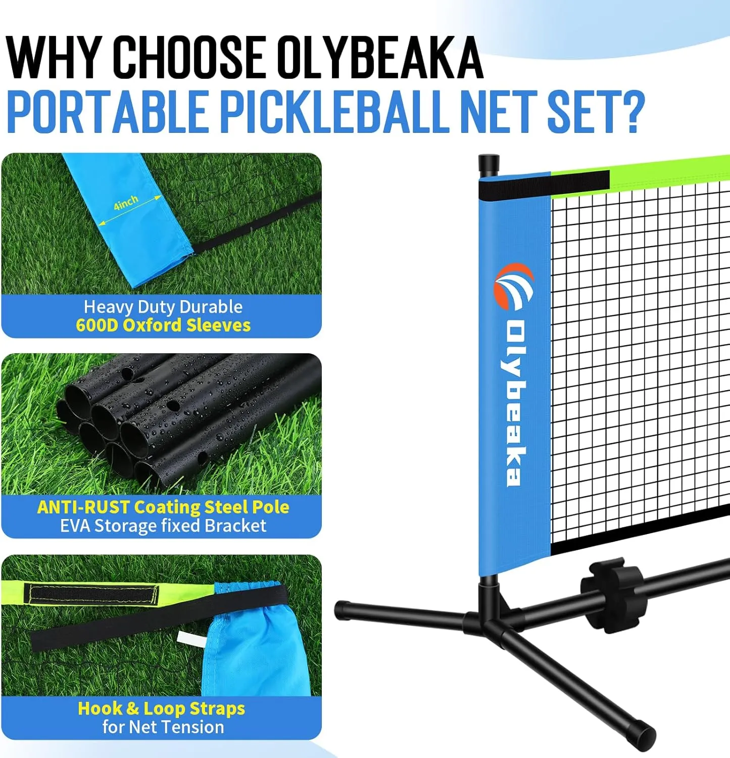 5ft / 10ft / 12.5 ft Mini Pickleball Net for Driveway Backyard with 3 Pickleballs, Carry Bag, Chalks, Portable Half Court Small Pickleball Net for Adults Kids Beginners Pros