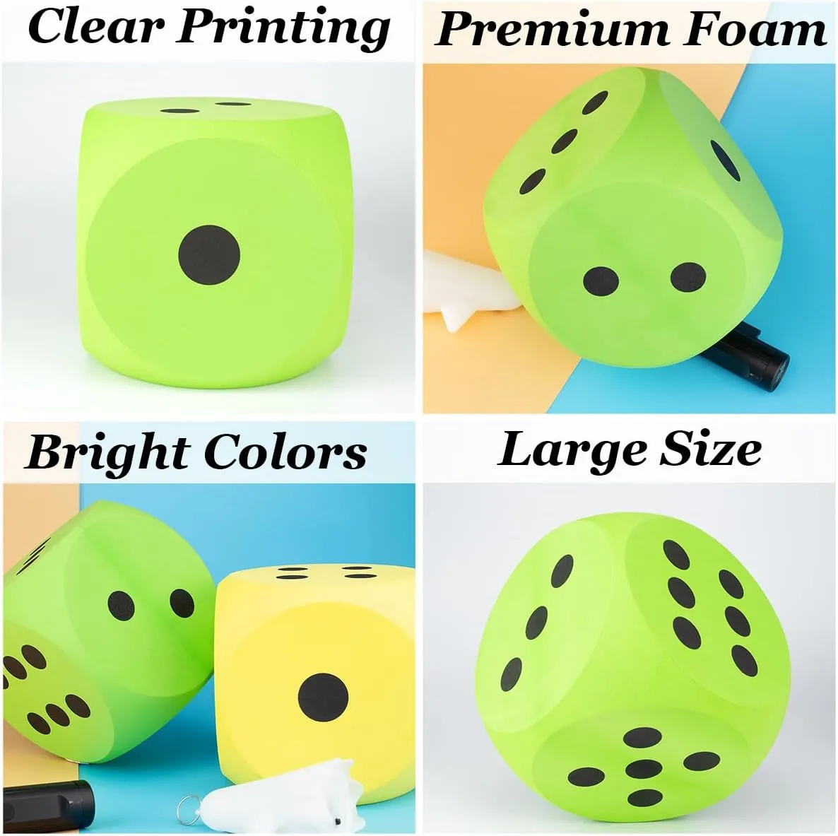 6 Inches Foam Dice,Jumbo EVA Large Dice Educational Toy,Blank Slate Board Game to Get Your Lucky Numbers for Parties and Gifts(Green)