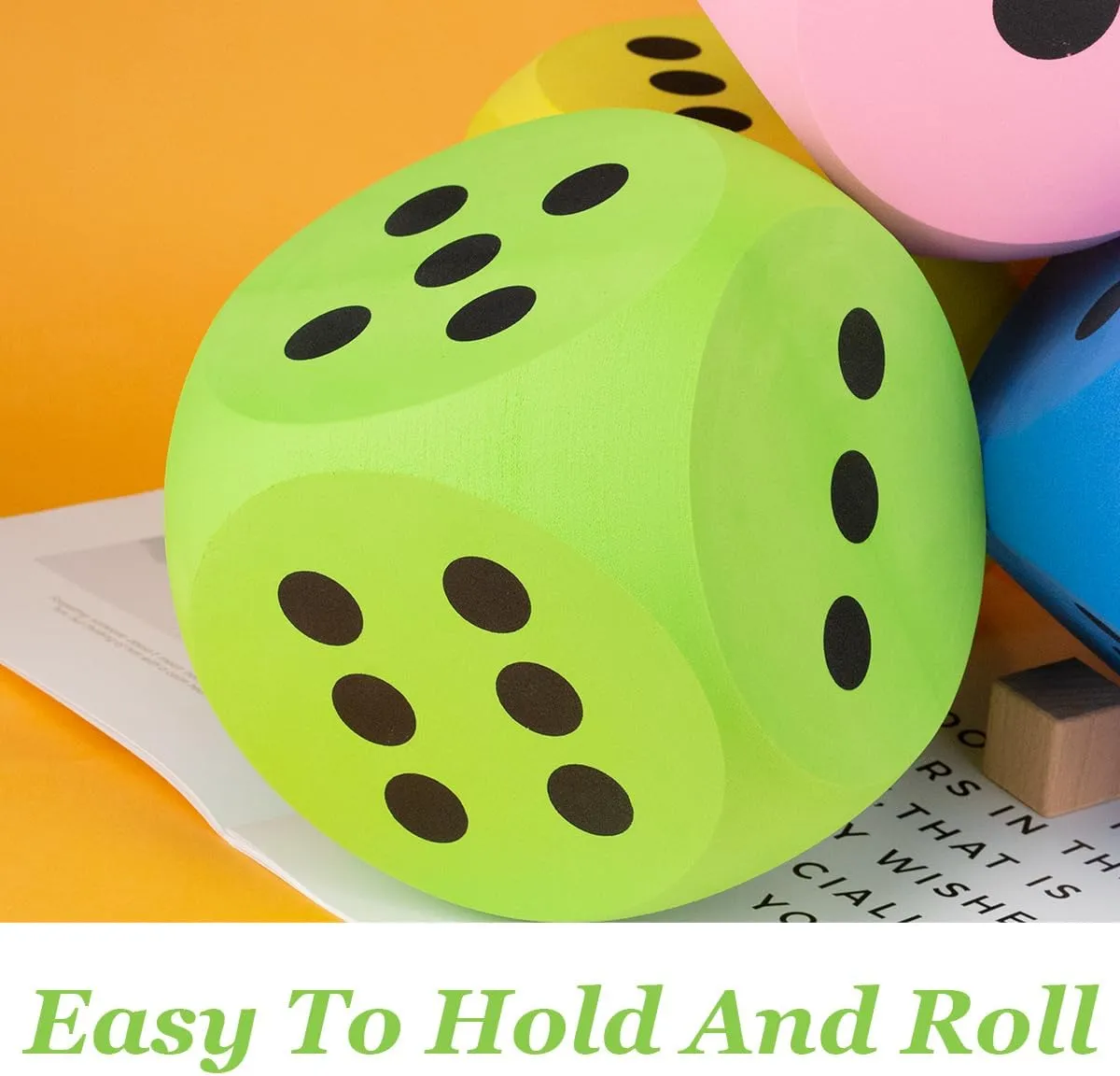 6 Inches Foam Dice,Jumbo EVA Large Dice Educational Toy,Blank Slate Board Game to Get Your Lucky Numbers for Parties and Gifts(Green)