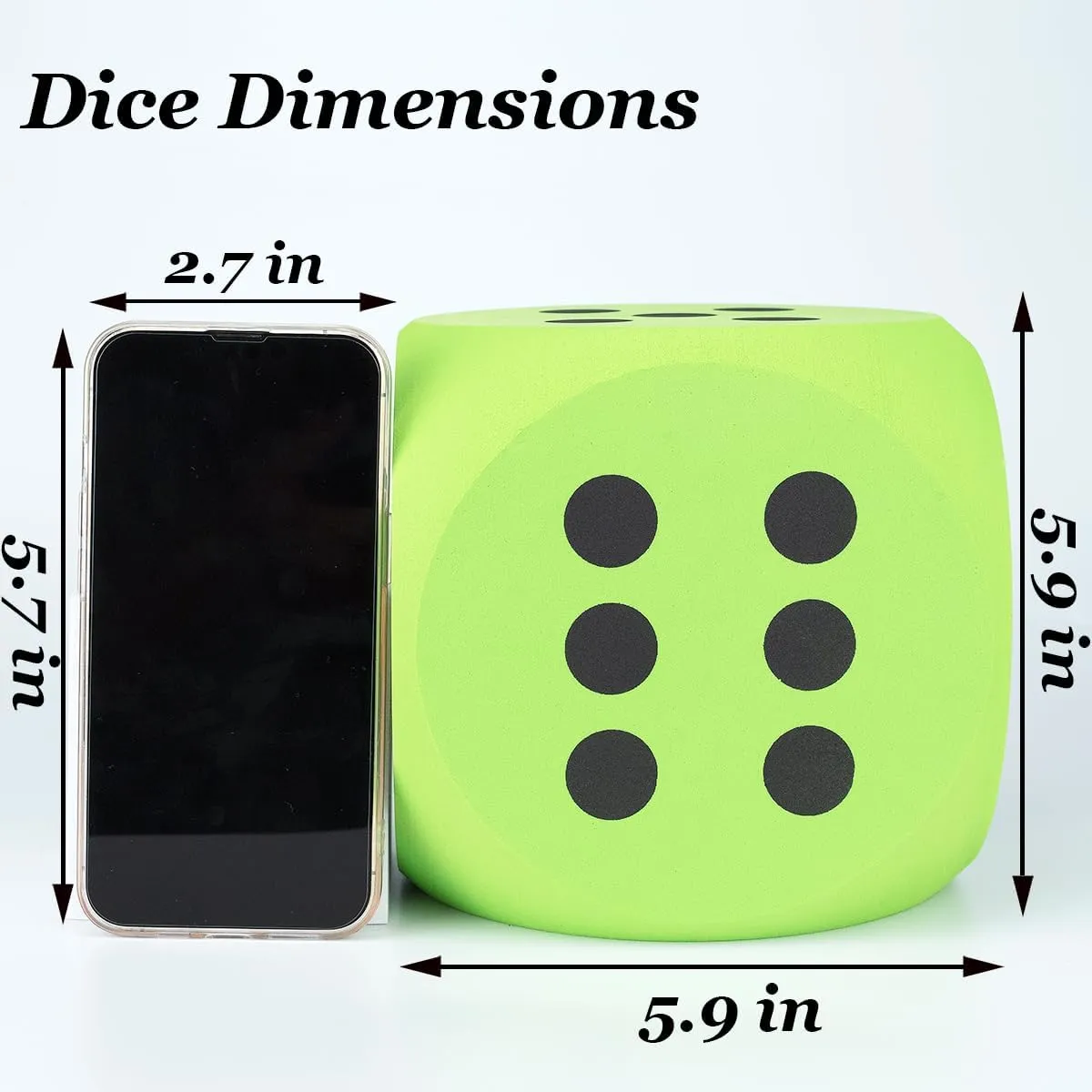 6 Inches Foam Dice,Jumbo EVA Large Dice Educational Toy,Blank Slate Board Game to Get Your Lucky Numbers for Parties and Gifts(Green)