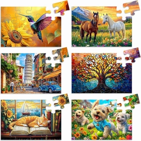 6 Packs 16 Large Piece Puzzle for Seniors Puzzle Dementia Alzheimer's Products Activities for Elderly Adults,Easy Puzzle Alzheimer’s Cognitive Game Gift for Patient in Nursing Home, 6 Storage Bags