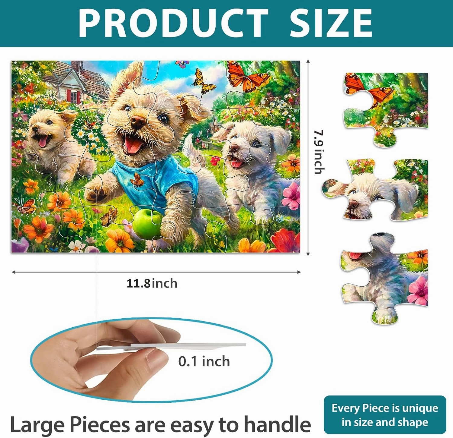 6 Packs 16 Large Piece Puzzle for Seniors Puzzle Dementia Alzheimer's Products Activities for Elderly Adults,Easy Puzzle Alzheimer’s Cognitive Game Gift for Patient in Nursing Home, 6 Storage Bags