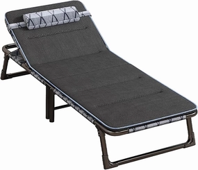 6 Speed Adjustable Camping Cot for Adult, Comfortable Guest Bed with Thick Mattres, Portable Folding Bed for Camp Pool Beach