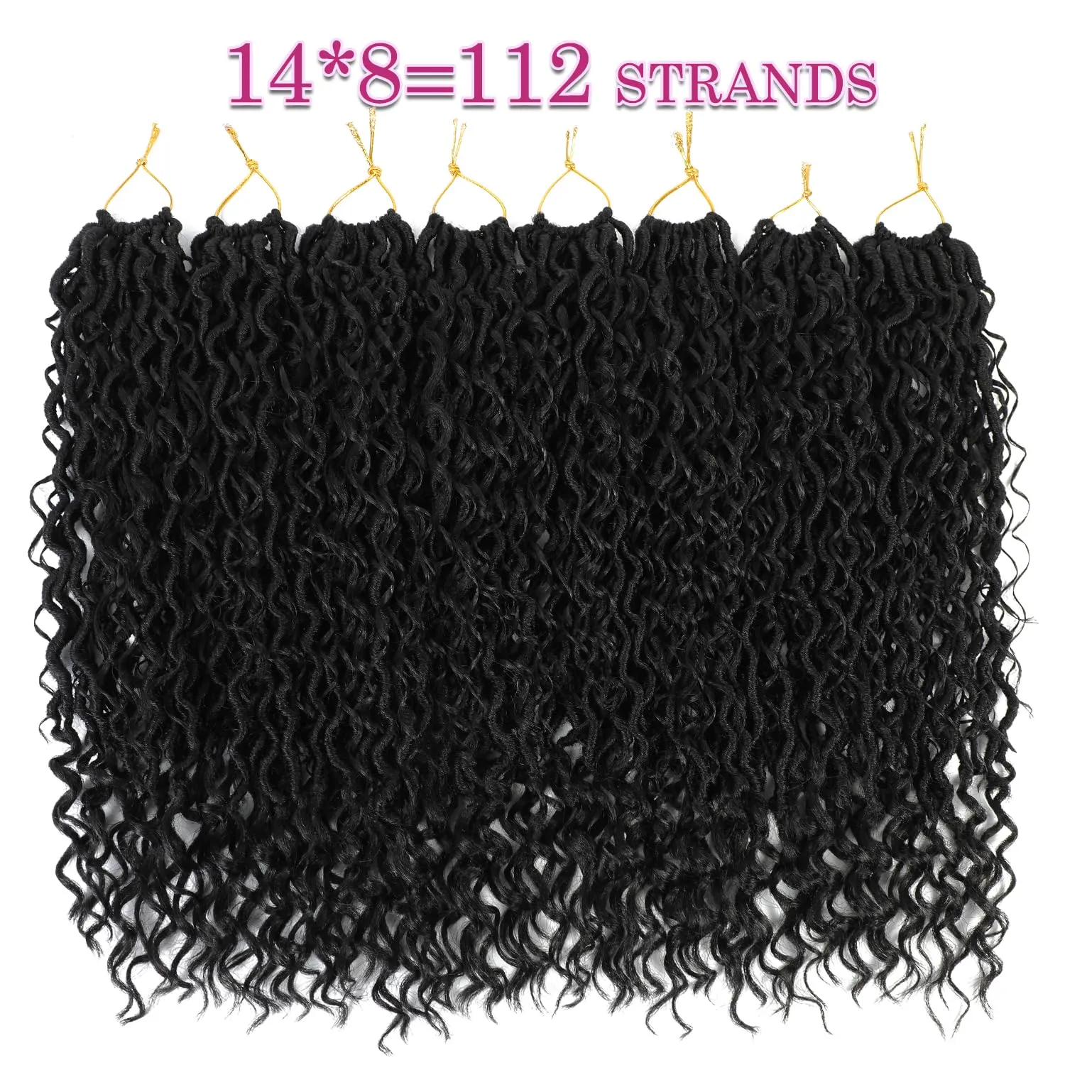 8 Packs Goddess Faux Locs Crochet Hair for Black Women, Long Goddess Locs Crochet Hair, Boho Style Locs, River Hair with Curly Ends (22Inch, 1B#, 8Packs)