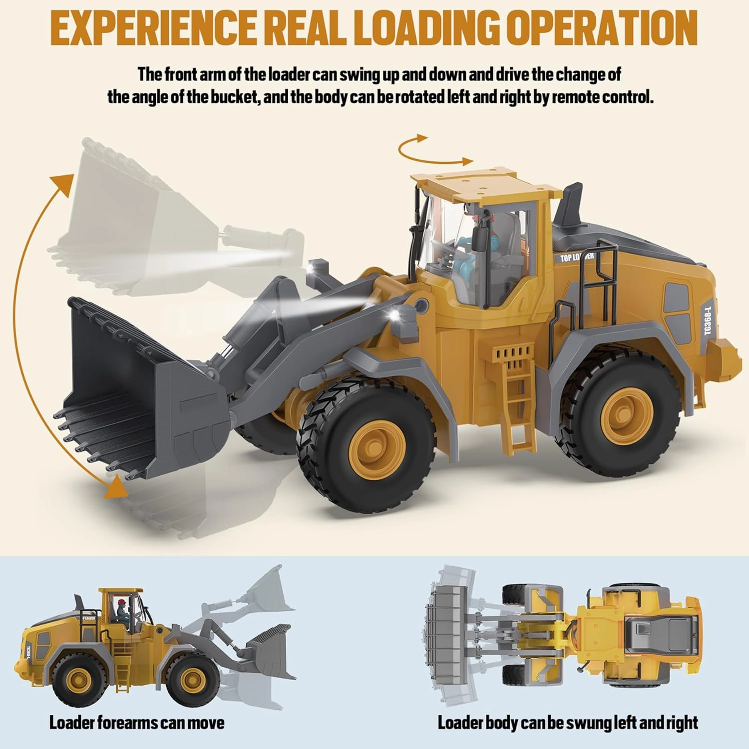 9-Channel Metal RC Wheel Loader - Remote Control Kids Construction Play Toys with Realistic Lights and Sound, 1:20 Scale, Tractor Toys for 3  Boys, Perfect 2024 Kids Birthday Gift for Ages 3-12 