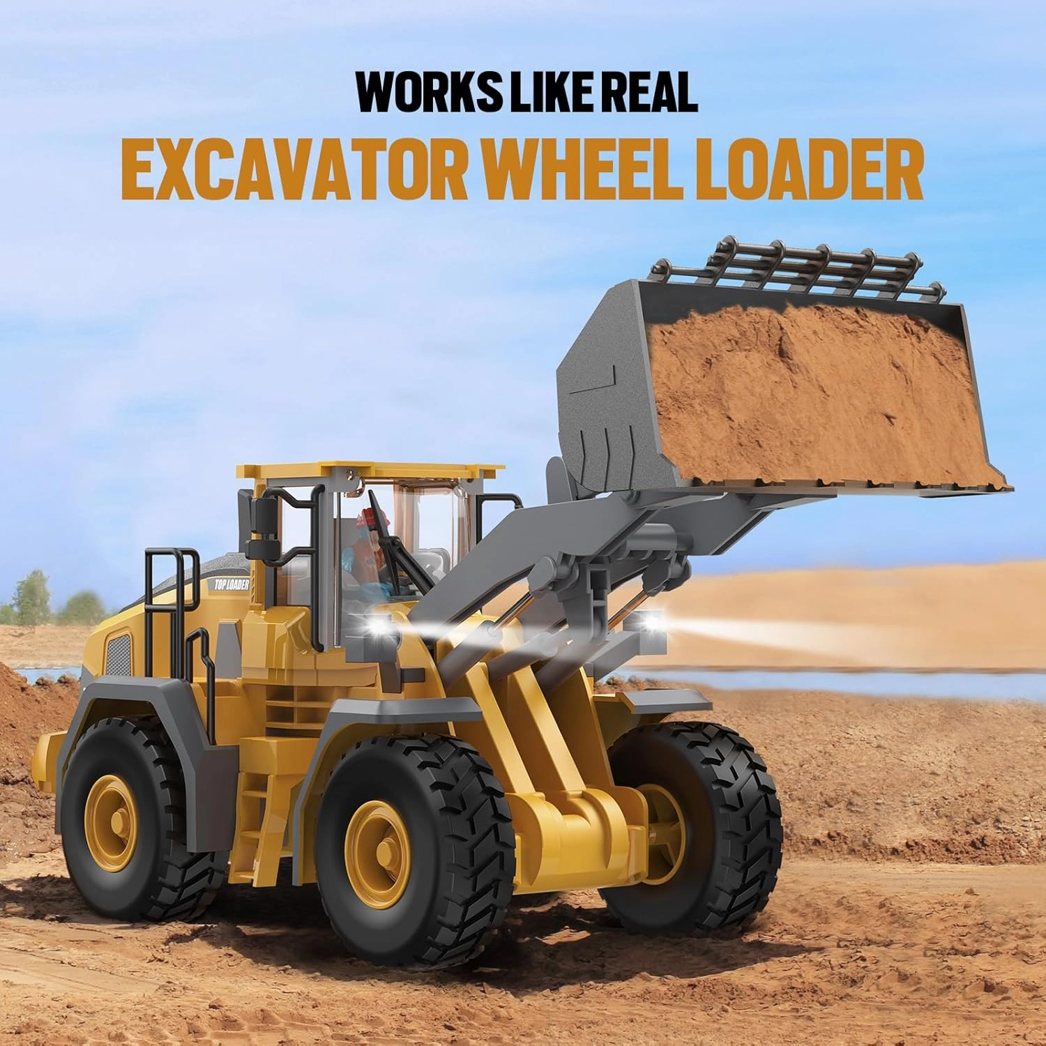 9-Channel Metal RC Wheel Loader - Remote Control Kids Construction Play Toys with Realistic Lights and Sound, 1:20 Scale, Tractor Toys for 3  Boys, Perfect 2024 Kids Birthday Gift for Ages 3-12 