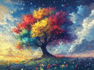 A Beautiful Tree with Bright Colors The Product uses Wooden Puzzles -500PCS for Adults and Children to Brainstorm, Game Nights, Gifts