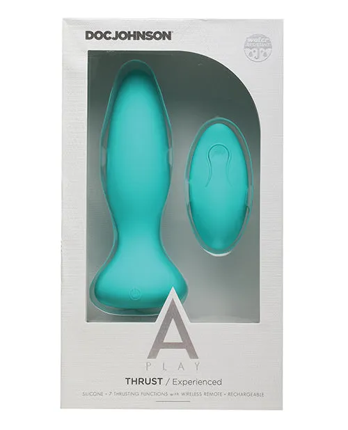 A Play Thrust Experienced Rechargeable Silicone Anal Plug w/Remote - Teal