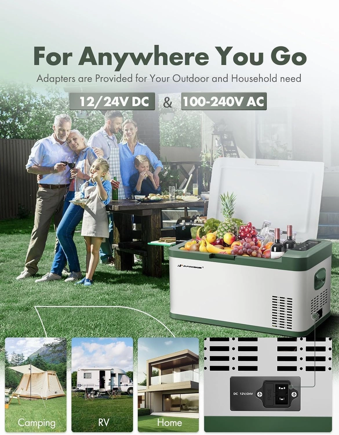 A-Premium 12 Volt Refrigerator 21QT/20.1L Portable Car Fridge Cooler, -4°F~68°F Portable Freezer Fast Cooling with 12/24V DC & 110/240V AC for Home Party Camping RV Roadtrips Truck Outdoor Use