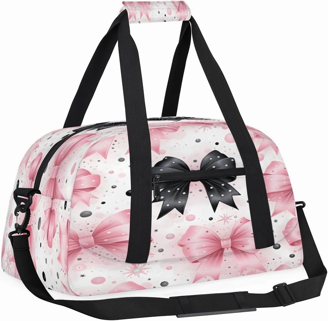 Abstract Bow Tie Kids Overnighter Duffel Bags for Boys, Carry-On Size Sports Gym Bag with Front Zipper Pocket for School Practice or Overnight Travel Weekender Sleepover Tote Bag