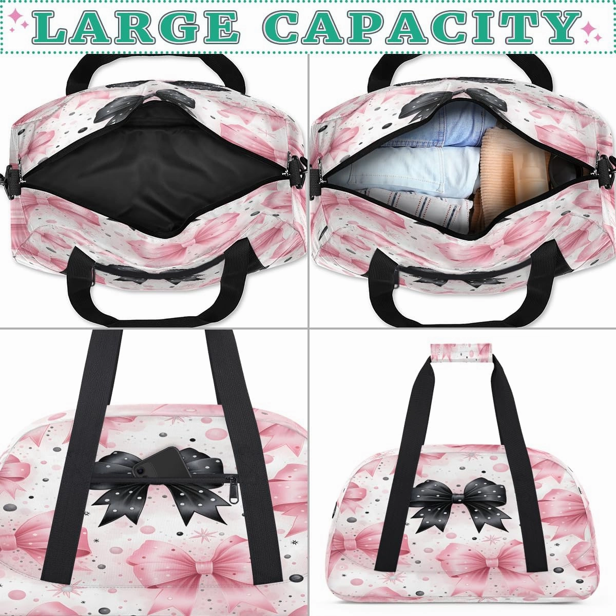 Abstract Bow Tie Kids Overnighter Duffel Bags for Boys, Carry-On Size Sports Gym Bag with Front Zipper Pocket for School Practice or Overnight Travel Weekender Sleepover Tote Bag