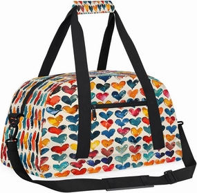 Abstract Love Heart Kids Overnighter Duffel Bags for Boys, Carry-On Size Sports Gym Bag with Front Zipper Pocket for School Practice or Overnight Travel Weekender Sleepover Tote Bag