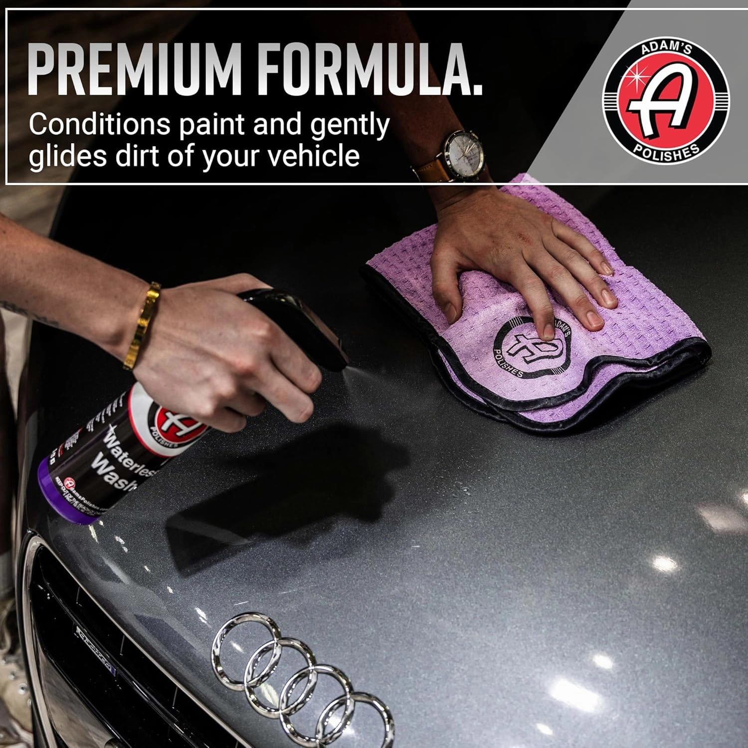 Adam's Polishes Waterless Wash - Car Cleaning Spray for Detailing | Safe Ultra Slick Lubricating Formula for Car, Boat, Motorcycle, RV | No Garden Hose, Wash Soap, or Foam Cannon Needed - Pack of 2