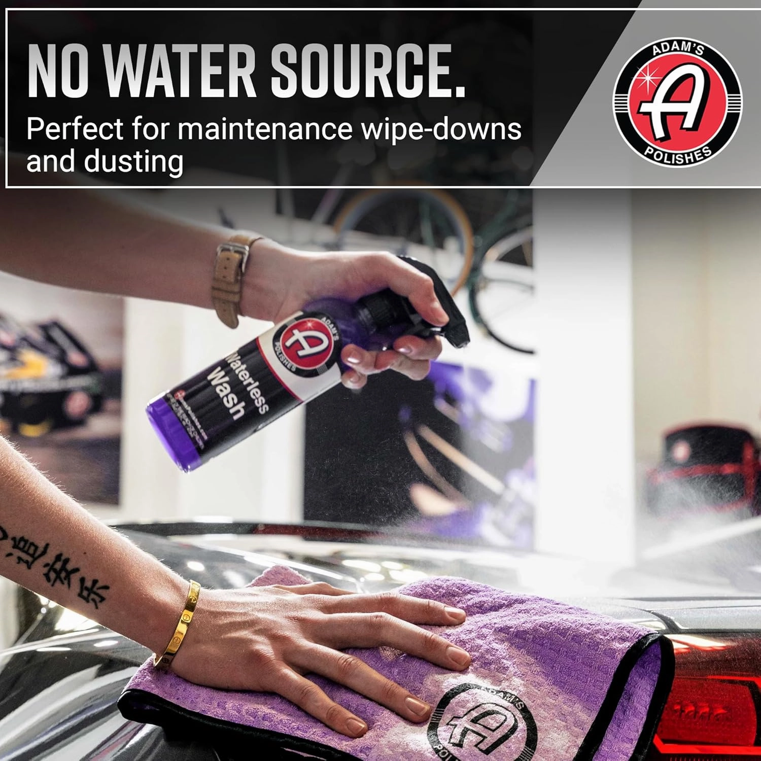 Adam's Polishes Waterless Wash - Car Cleaning Spray for Detailing | Safe Ultra Slick Lubricating Formula for Car, Boat, Motorcycle, RV | No Garden Hose, Wash Soap, or Foam Cannon Needed - Pack of 2