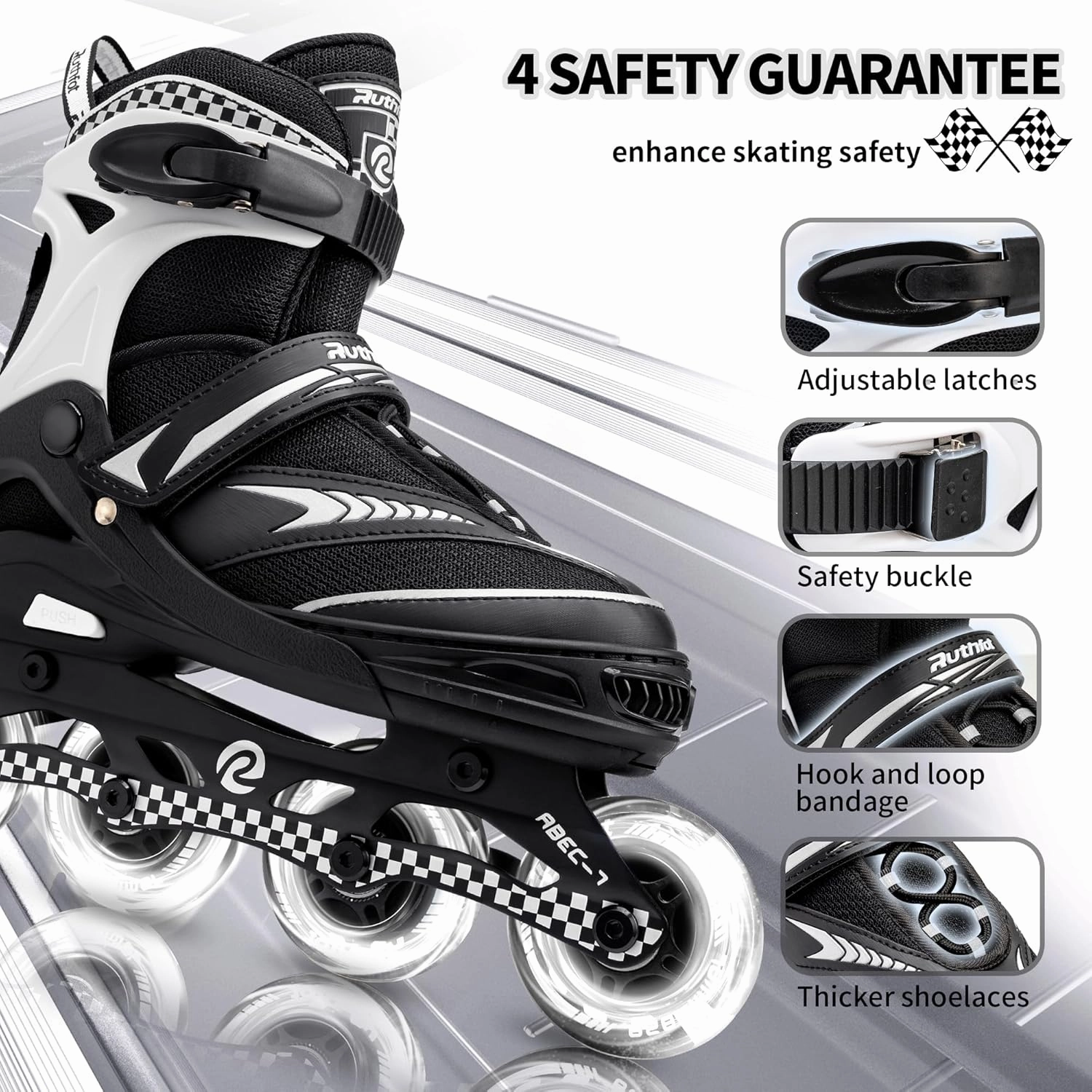 Adjustable Inline Skates for Boys and Girls with Full Light Up Wheels, Outdoor Rollerskates for Kids and Women