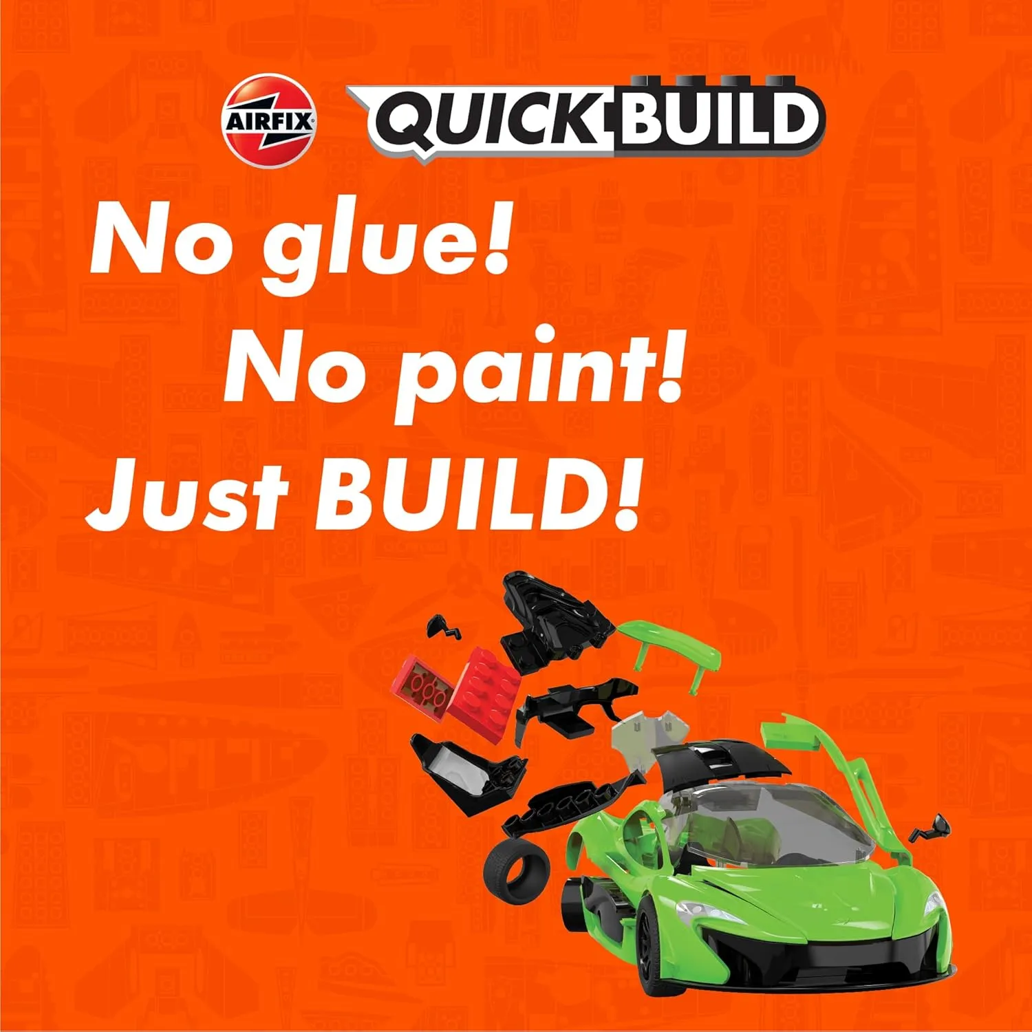 Airfix J6021 Quickbuild Plastic Model Car Kits - McLaren P1 Green - Easy Assembly Snap Together Kit, Classic Race Cars for Adults & Kids to Build, Model Vehicles, Building Toys Set