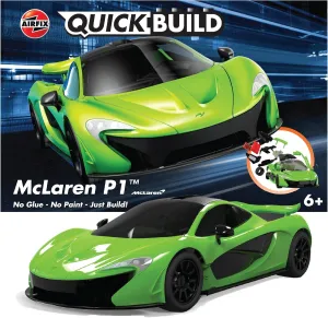 Airfix J6021 Quickbuild Plastic Model Car Kits - McLaren P1 Green - Easy Assembly Snap Together Kit, Classic Race Cars for Adults & Kids to Build, Model Vehicles, Building Toys Set