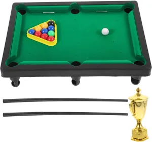 Alasum 1 Set Mini Table Billiards Game Home and Office Desktop Billiards Game Including Pool Table 11 Pool Balls, 2 Cues, 1 Triangle Rack, 1 Trophy Toy