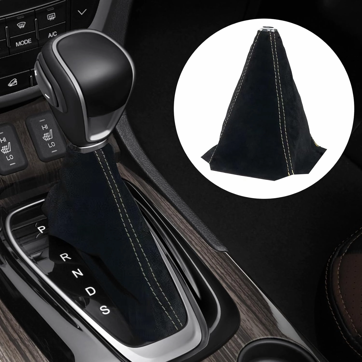 Alcantara Car Gear Shift Knob Cover, Universal Dust Cover Boot for Car Handle, Shift Knob Covers, Handbrake Covers, Durable Dust-Proof Protection, Fit for Shift Lever(RED White)