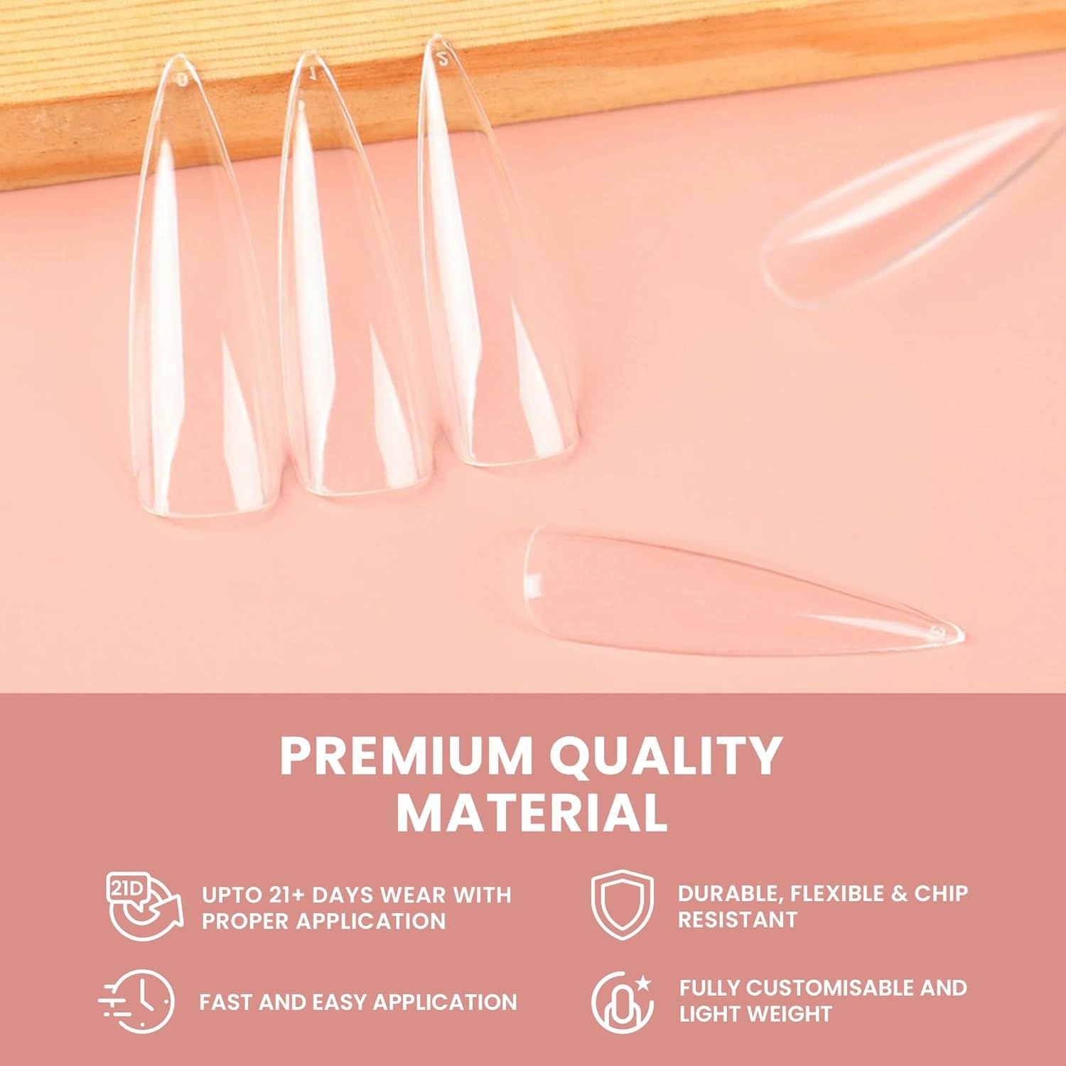 Allkem Soft Gel Nail Tips - 360 pcs XXL Stiletto Nail Extensions Kit - 12 Sizes Extra Extra Long Full Cover Nails - Clear (360 Pieces)