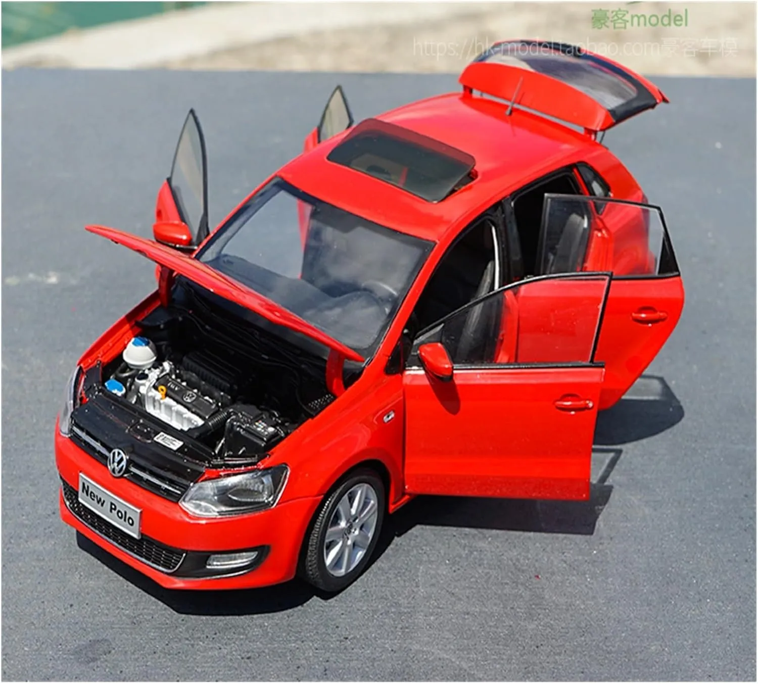 Alloy Resin Car Vehicle Model 1 18 Fit for Volkswagen Polo 2016 Refined Car Model Adult Classic Collection Static Display Boy Toys Yellow Festive Deluxe Gift (Color : Red)