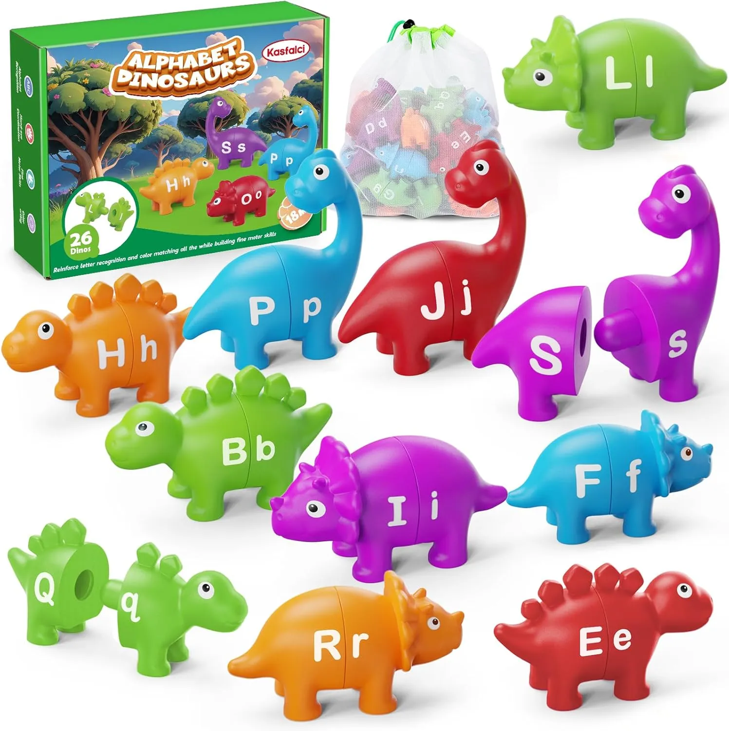 Alphabet Learning Toys - Dinosaur ABC Learning Game for Toddlers, Montessori Fine Motor Skill Development, Kindergarten Preschool Activities