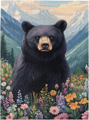 Alpine Gardens Jigsaw Puzzles For Adults 500 Pieces,Vibrant Wildlife Bears And Flowers,Every Piece Is Unique,Great For Relaxation And Display For Animal Enthusiast