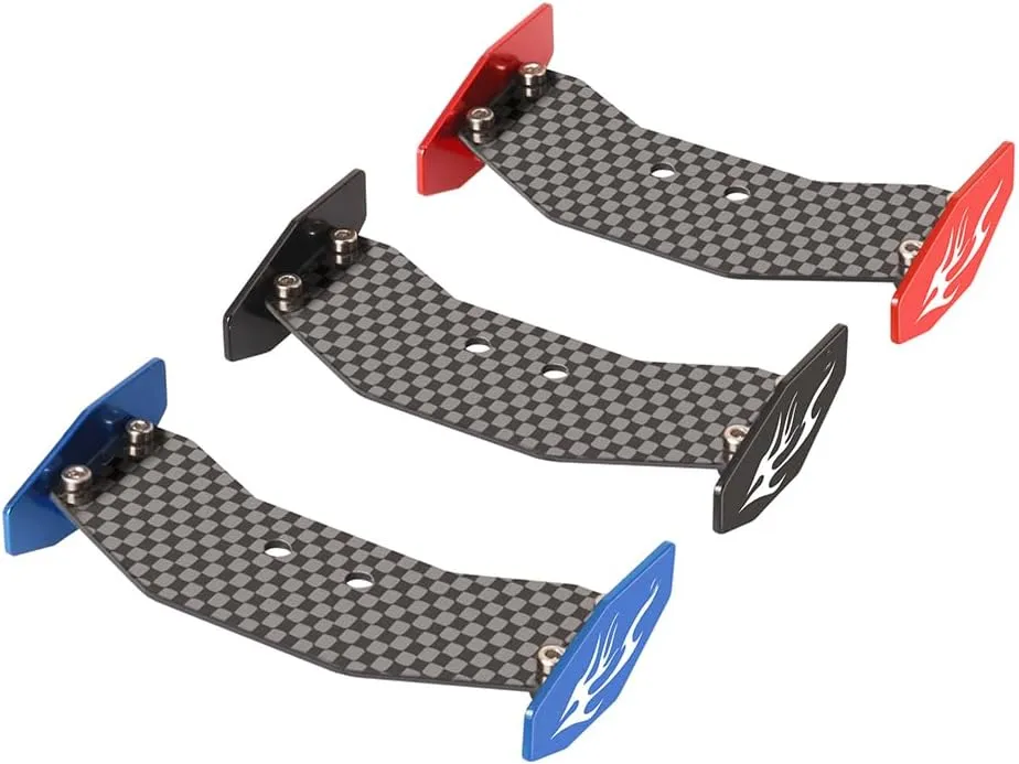 Aluminum Carbon Fiber Rear Wing Tail Spoiler for Losi 1/24 Micro-B 2WD Buggy RC Tail Wing Parts (Red Tail Wing)