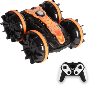 Amphibious Remote Control Car for Kids, 4WD 2.4GHz RC Stunt Vehicle with 360° Spins, Waterproof All-Terrain Truck with LED Lights, Birthday for Boys and Girls, Beach Pool Fun Toy