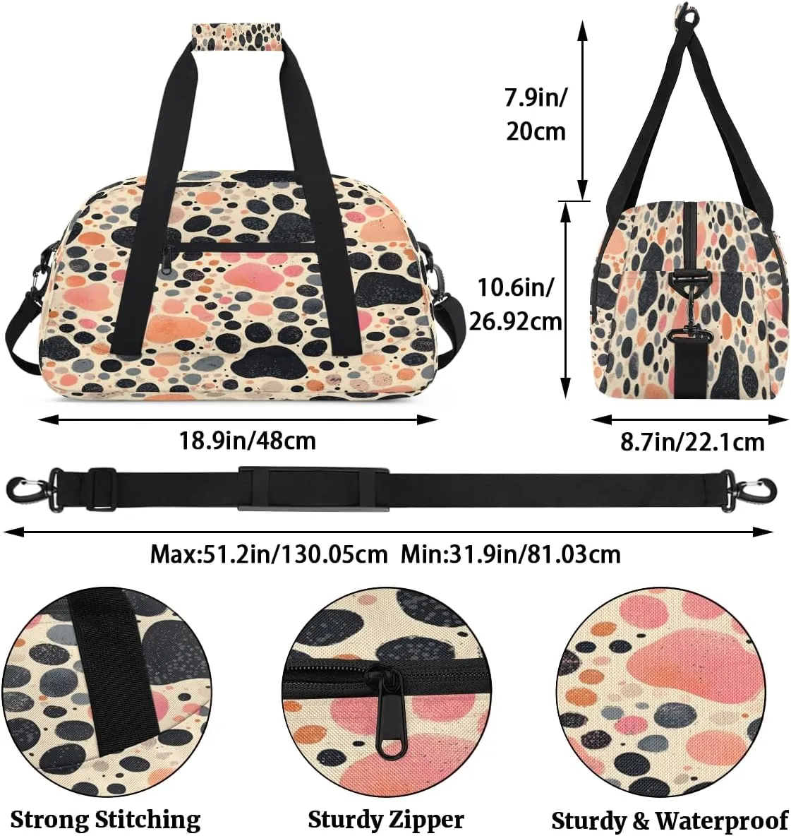 Animal Paw Print Kids Overnighter Duffel Bags for Boys, Carry-On Size Sports Gym Bag with Front Zipper Pocket for School Practice or Overnight Travel Weekender Sleepover Tote Bag