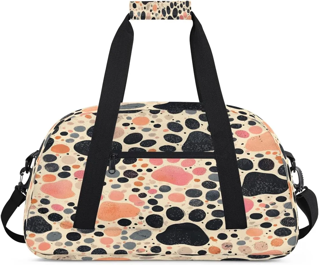 Animal Paw Print Kids Overnighter Duffel Bags for Boys, Carry-On Size Sports Gym Bag with Front Zipper Pocket for School Practice or Overnight Travel Weekender Sleepover Tote Bag