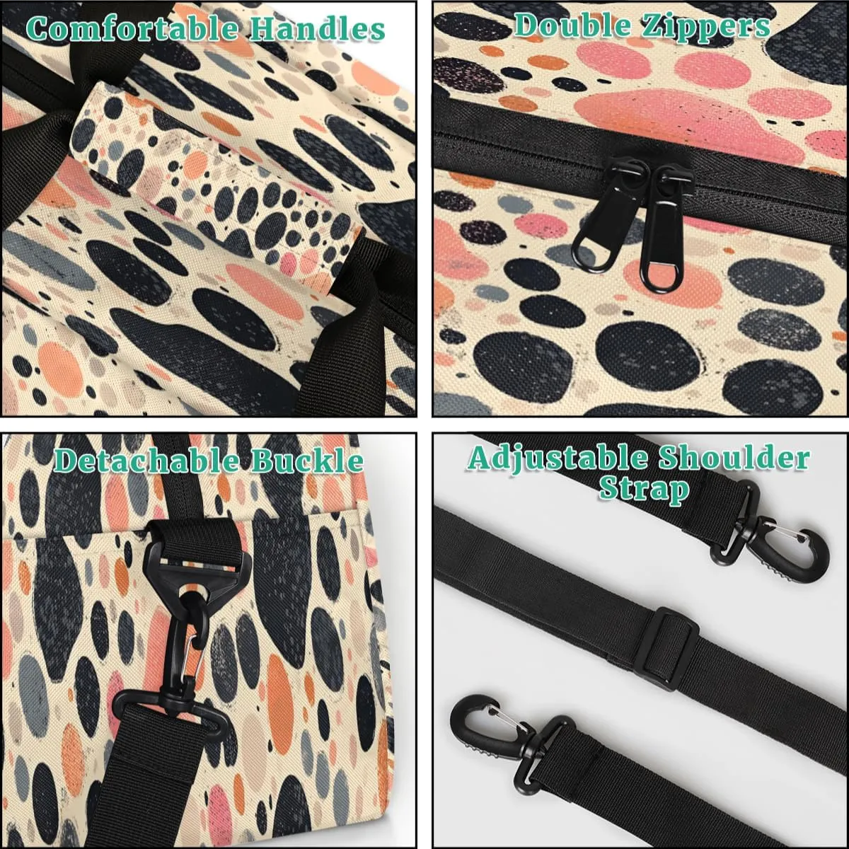 Animal Paw Print Kids Overnighter Duffel Bags for Boys, Carry-On Size Sports Gym Bag with Front Zipper Pocket for School Practice or Overnight Travel Weekender Sleepover Tote Bag